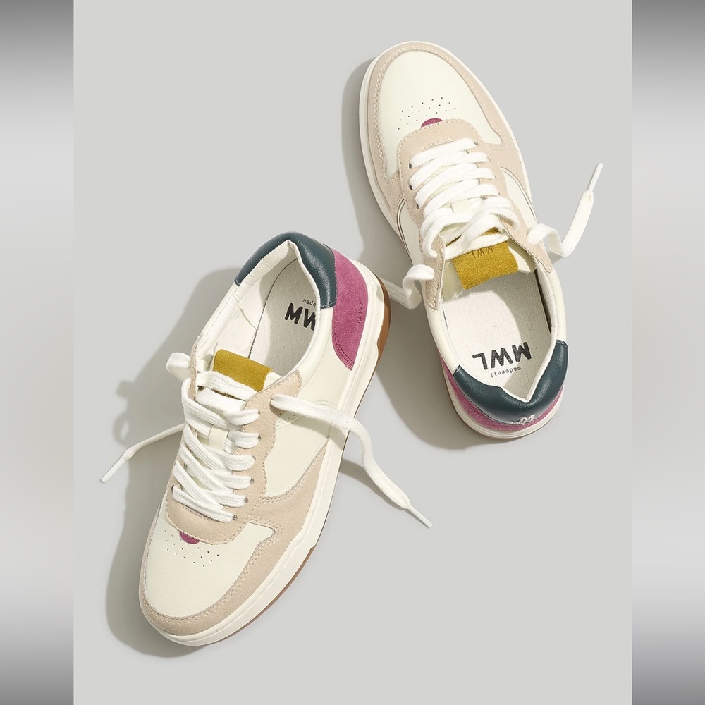 NWT Madewell court low-top sneakers in washed nubuck and suede in size 6.5